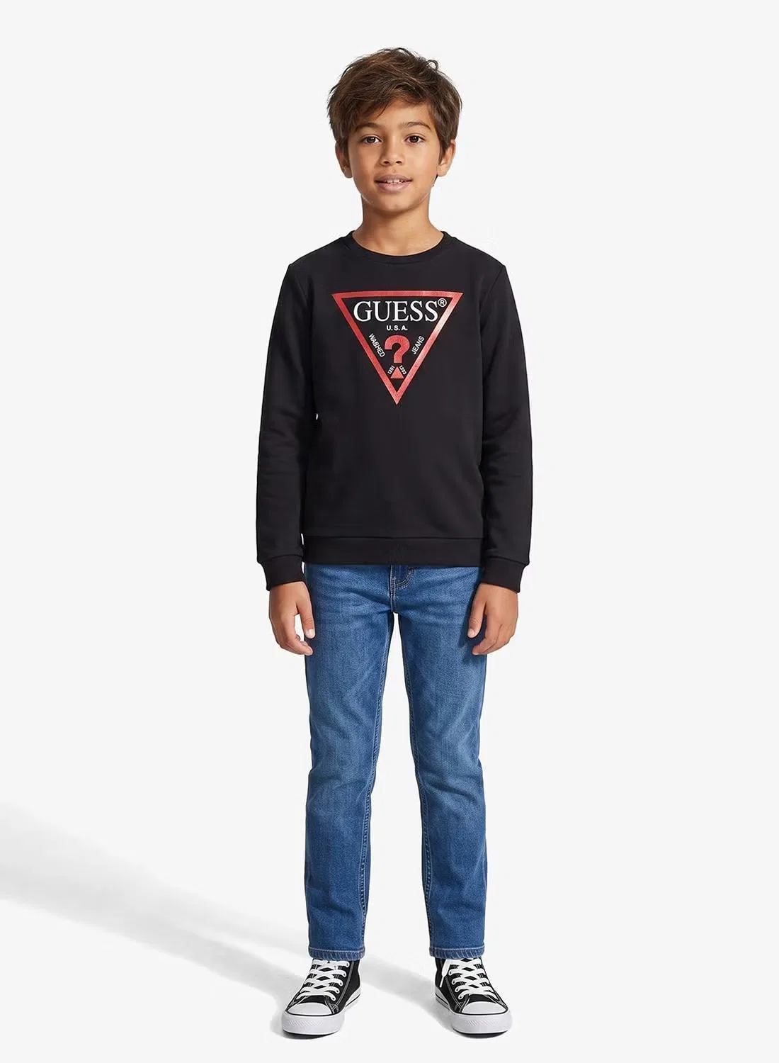 Свитшот с принтом Youth Logo Guess, черный