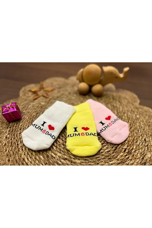 Детский комплект носков для девочек хлопковый 3 шт Moda, Ecru-Lemon Yellow-Sugar Pink — фото 4