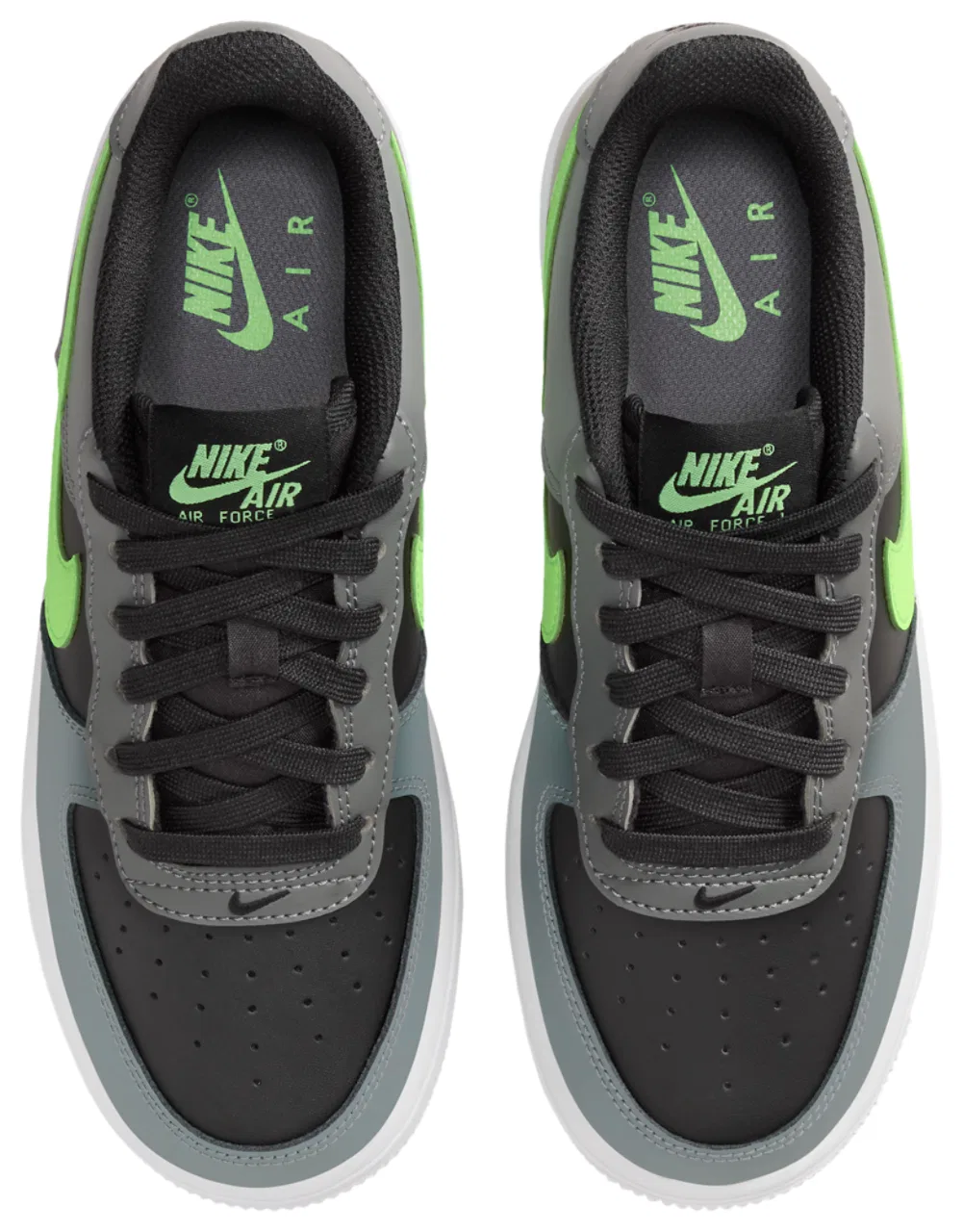 Кроссовки для мальчиков Air Force 1 Low Nike, цвет Black/Lime Blast/Smoke Grey — фото 4