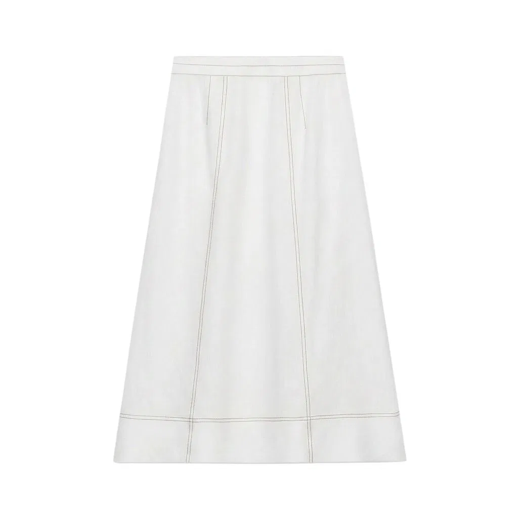 Женская юбка-трапеция белая с длиной миди, ZARA, White — фото 3