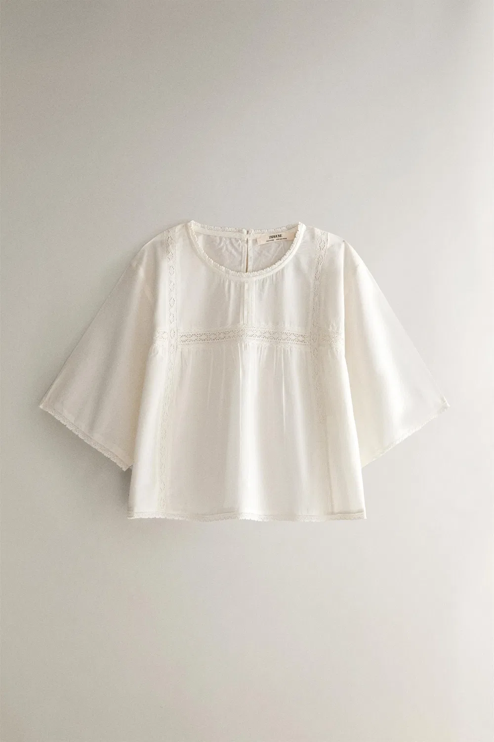 Кружевной укороченный топ ZARA, Ecru