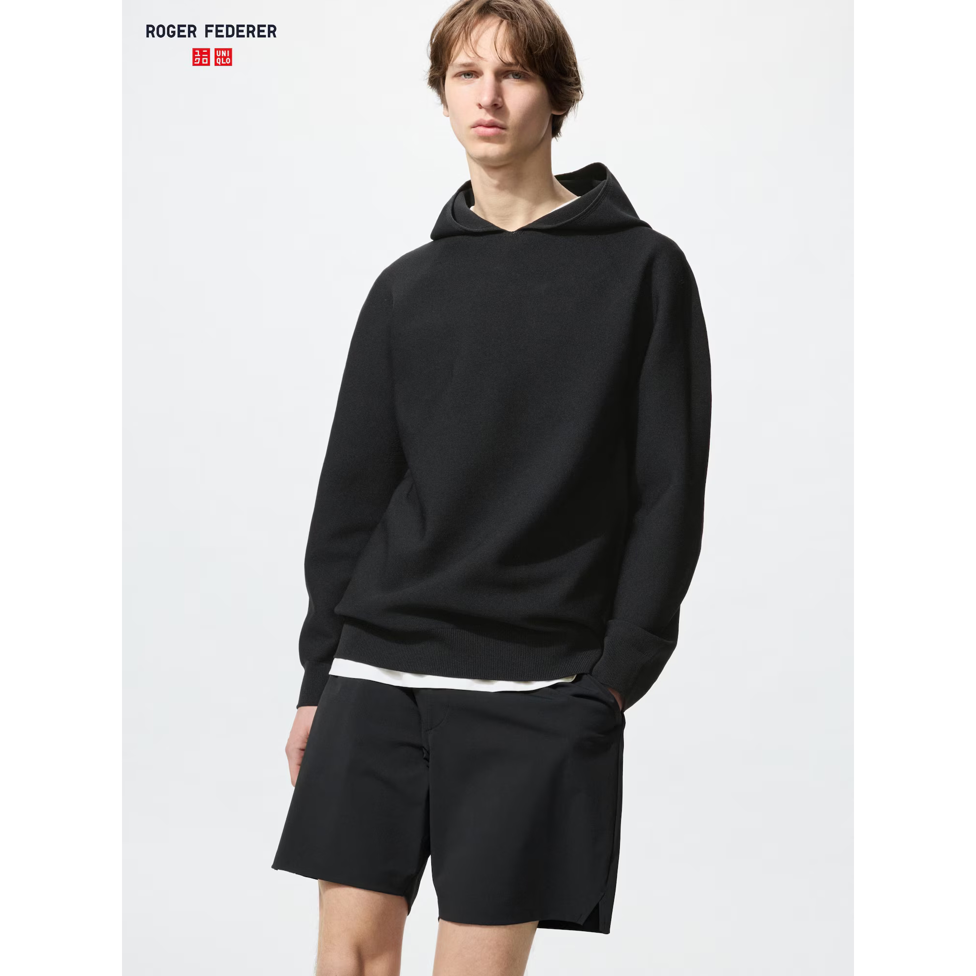 

3D трикотажный пуловер с капюшоном Uniqlo, 09 черный
