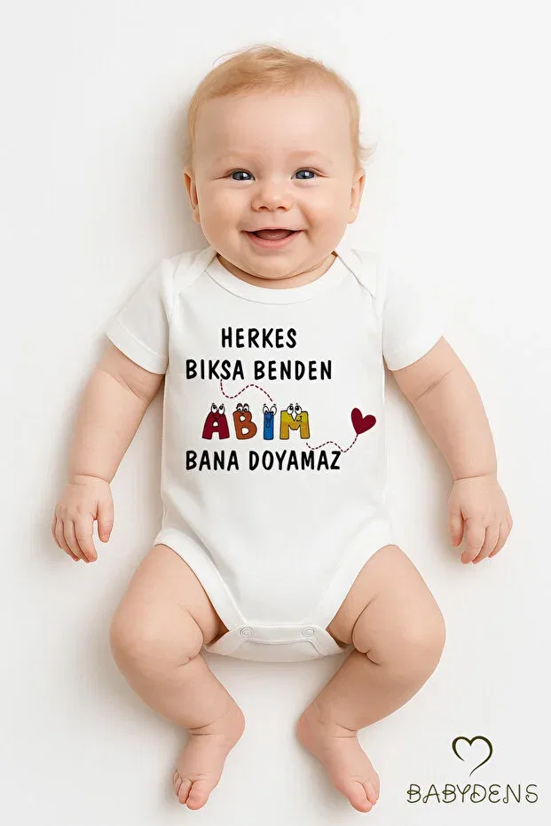 Детское боди с принтом Everyone is bıksa bıksa i am my brother can't satisfy me Babyden'S, White