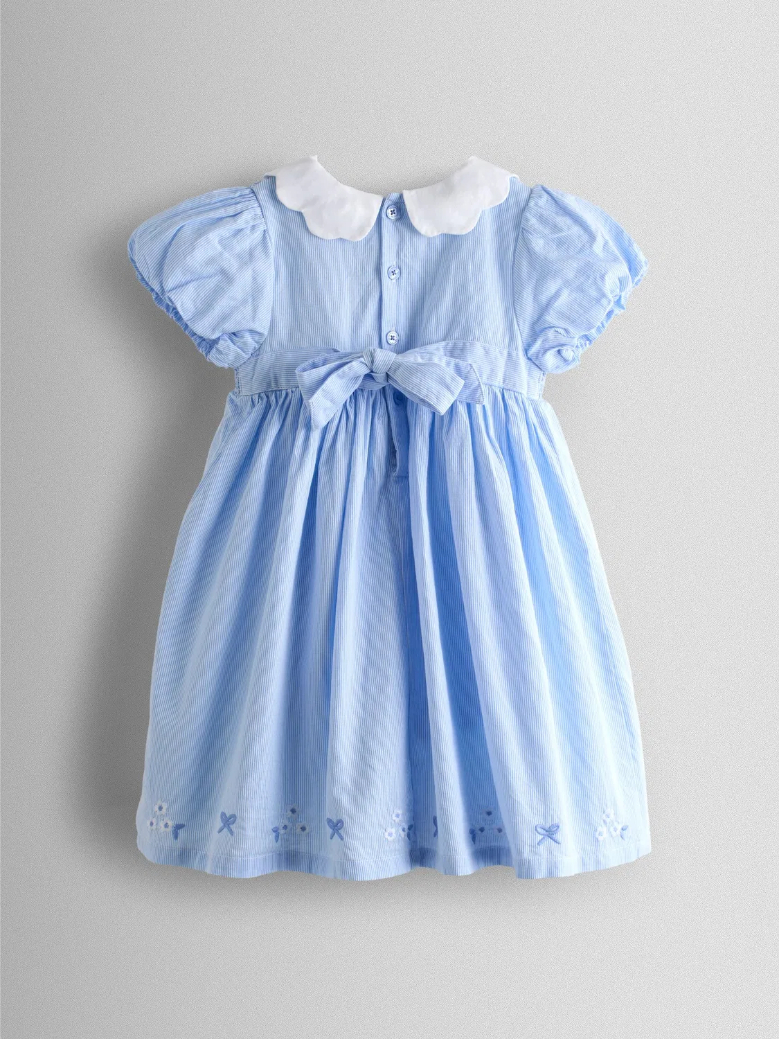Платье с пинстропами, модель Bud Floral Jojo Maman Bébé, светло-голубой — фото 3