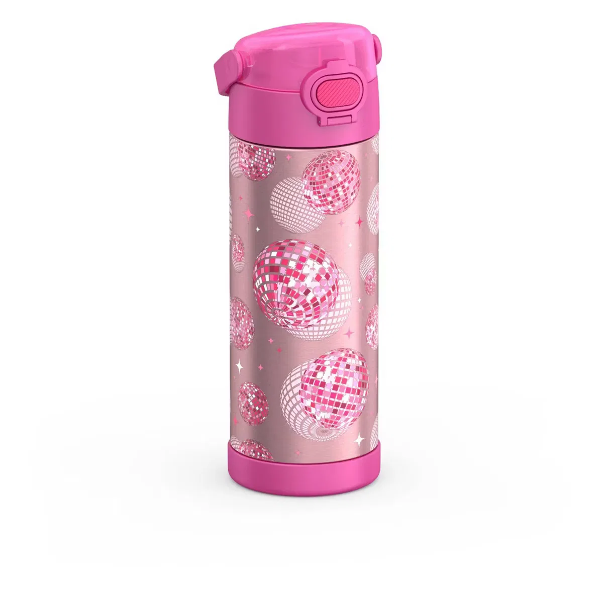 Детская бутылка для воды 470 мл из нержавеющей стали с ручкой FUNtainer Thermos, Pink Disco — фото 4