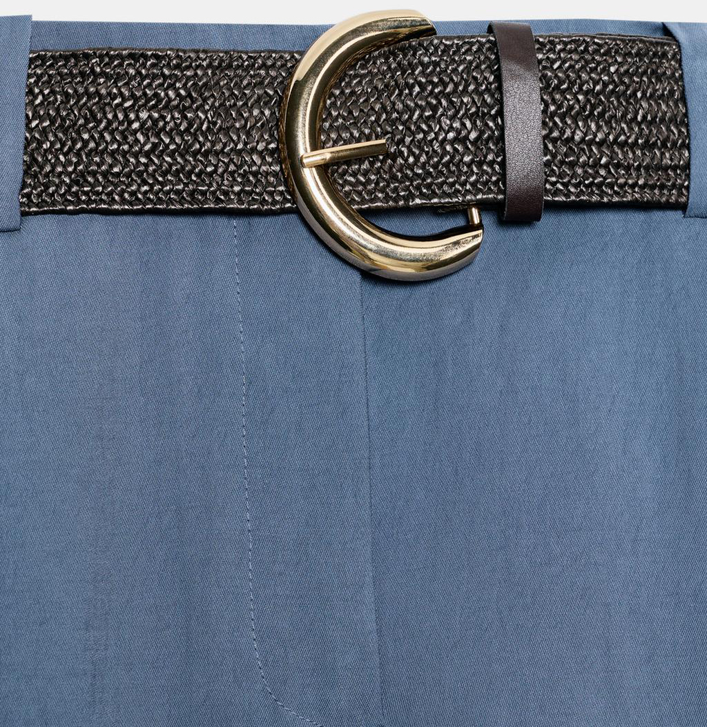 Шорты Zara Darted Bermuda With Belt, синий — фото 3