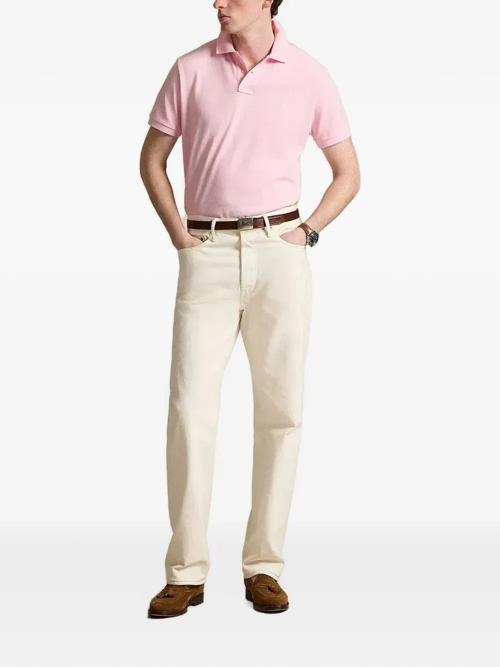 Рубашка-поло из пике с вышитым логотипом Polo Ralph Lauren, розовый — фото 2