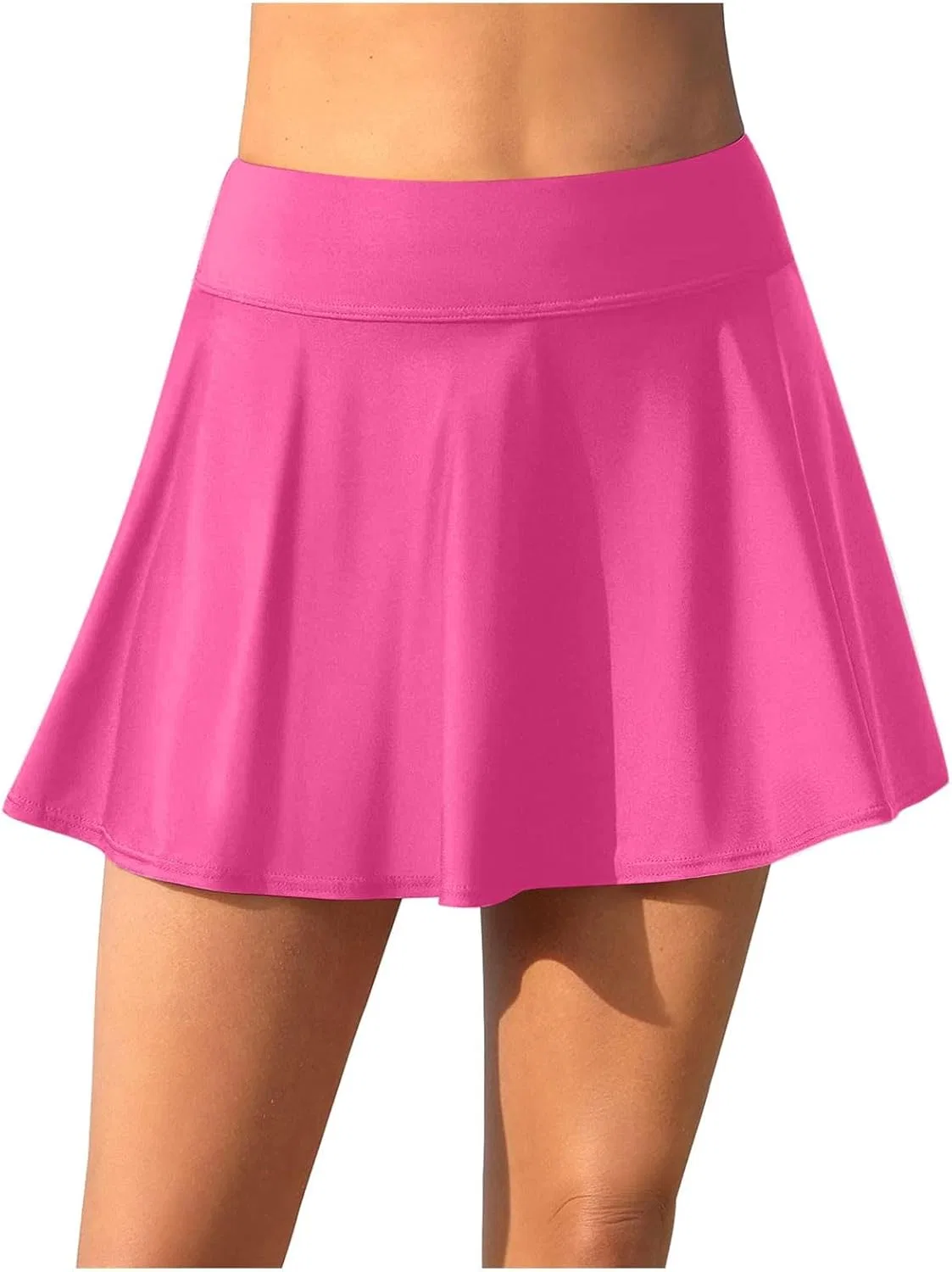 Женские плавки с высокой талией и юбкой Generic, Hot Pink