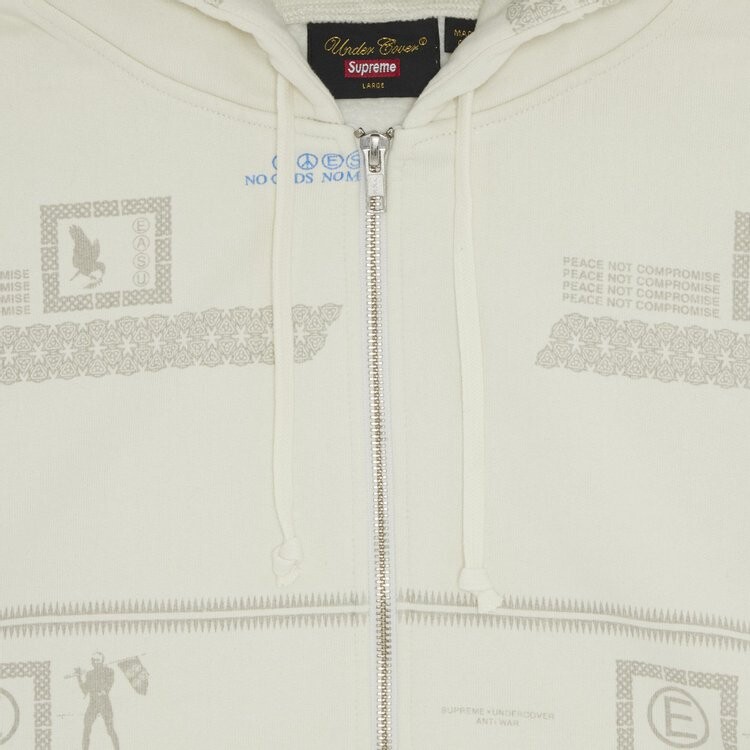 Футболка Supreme x UNDERCOVER Zip Up Hooded Sweatshirt Stone, кремовый — фото 3