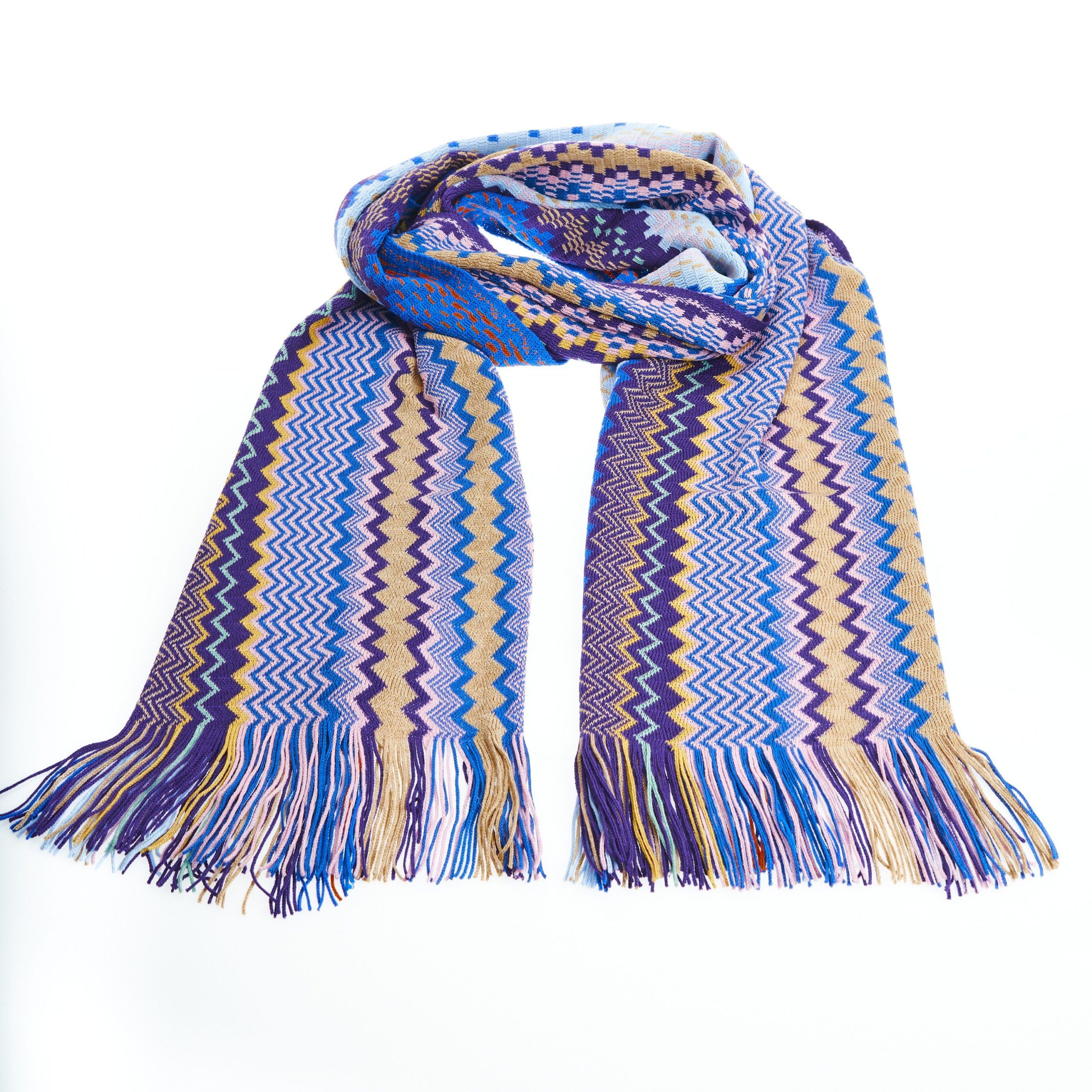 

Роскошный шарф с геометрическим узором и бахромой Missoni, мультиколор