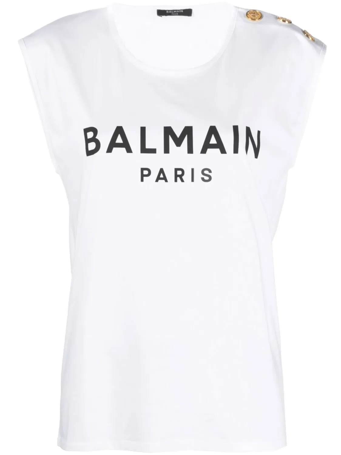 Футболка с Логотипом и Пуговицами Balmain, белый