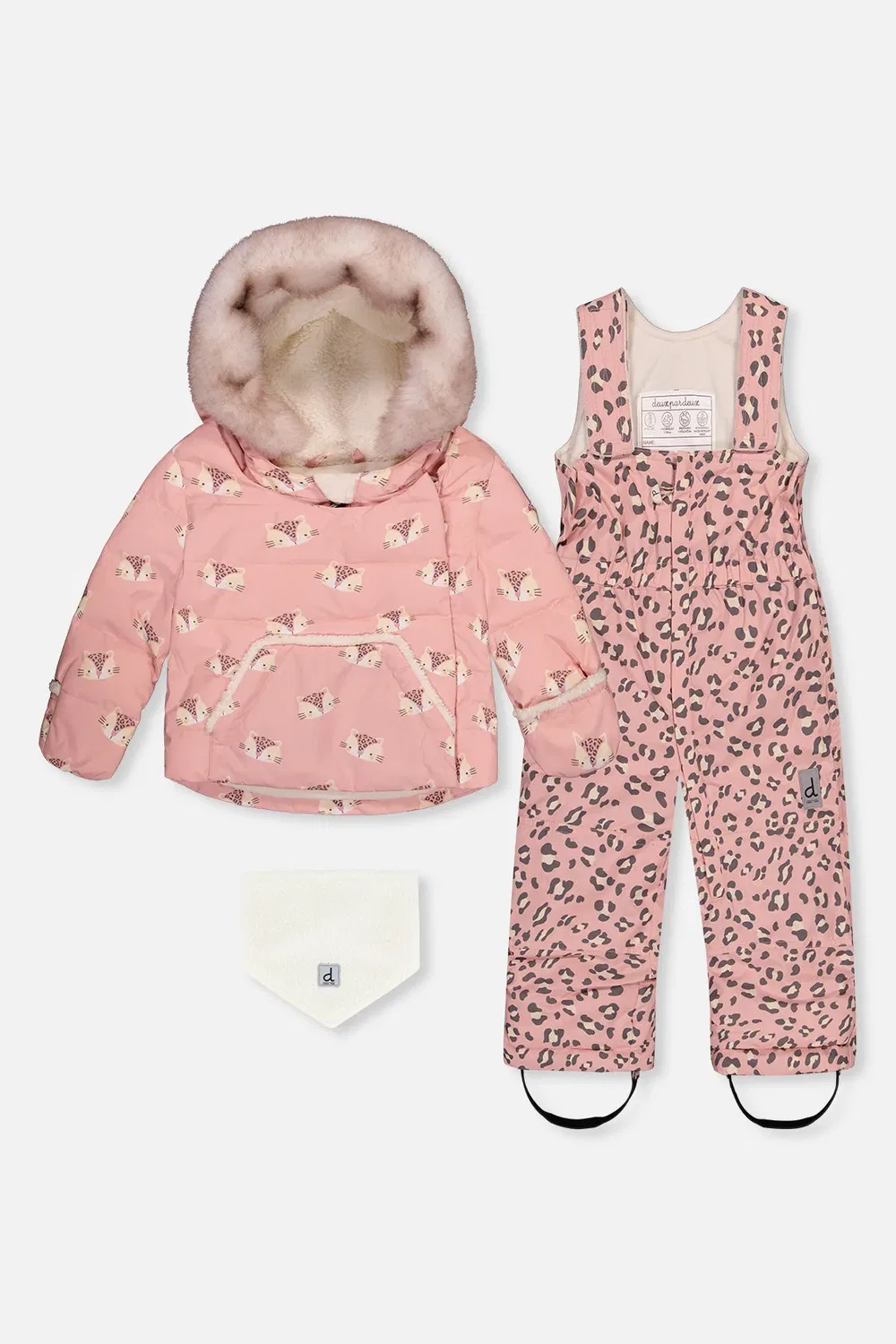 Детский зимний комплект из трех предметов с принтом Rose Leopard Print Deux par Deux, Rose Leopard Print