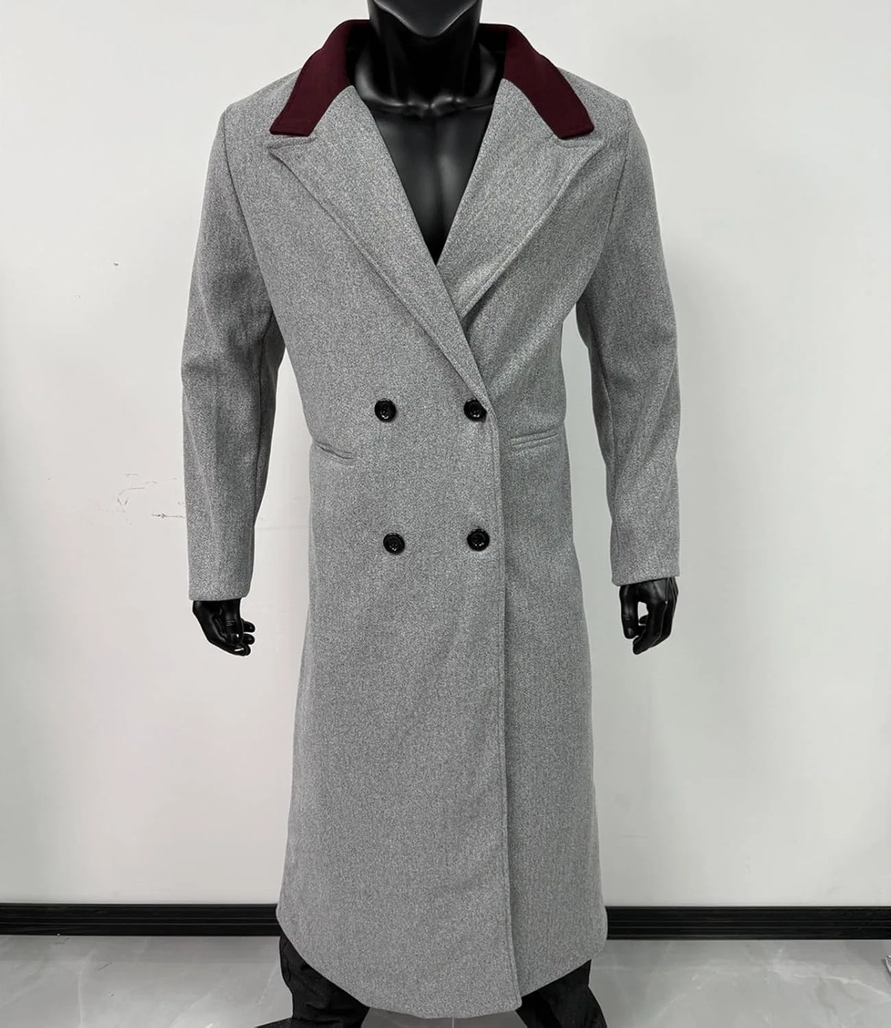 Мужское длинное пальто из шерстяной смеси, Slim Fit — фото 3