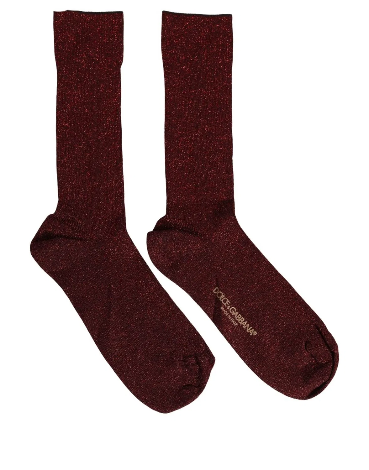 Женские носки с блестящей текстурой Mid Calf Dolce & Gabbana, Maroon — фото 3
