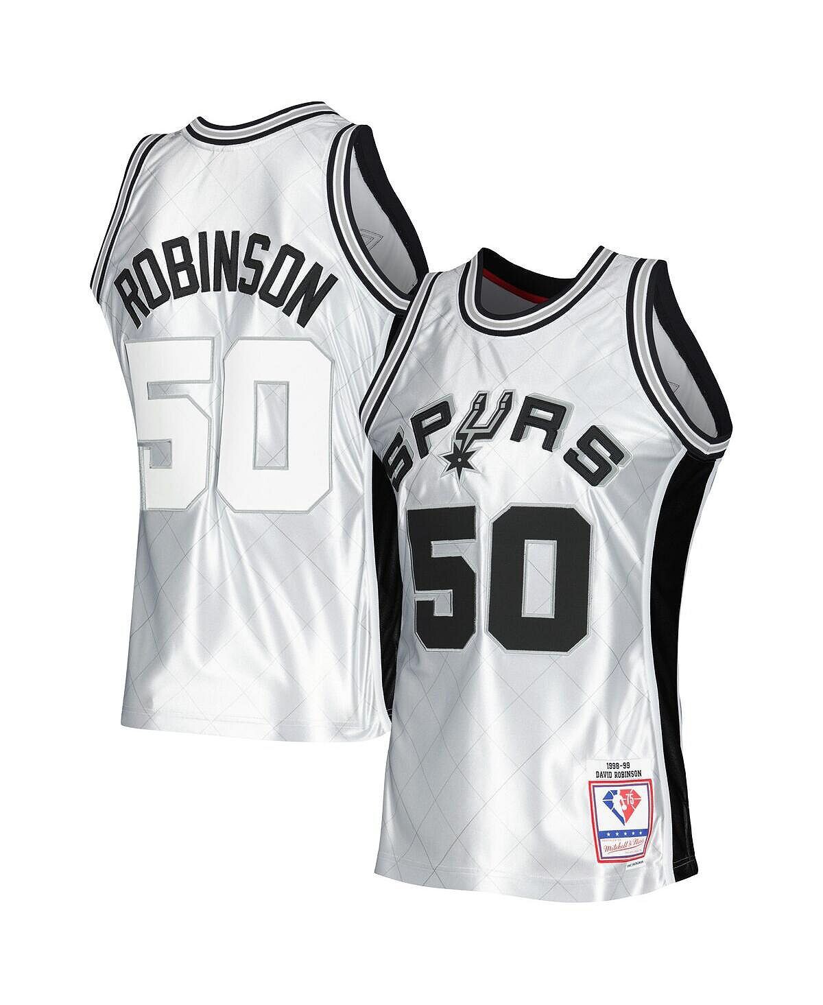 

Мужская футболка david robinson platinum san antonio spurs 1998-99 hardwood classics 75th anniversary swingman jersey Mitchell & Ness