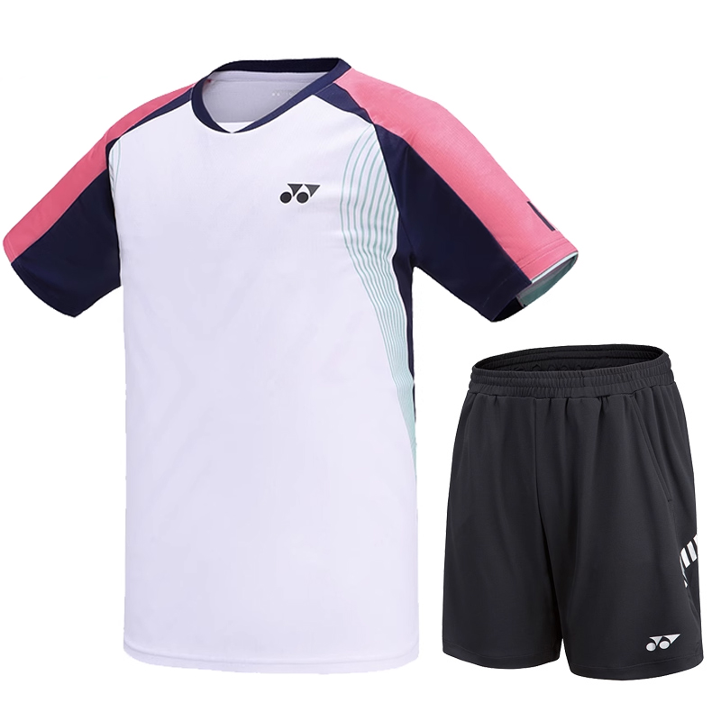 

YONEX Футболка для бадминтона мужская комплект [White Top+Black Shorts]