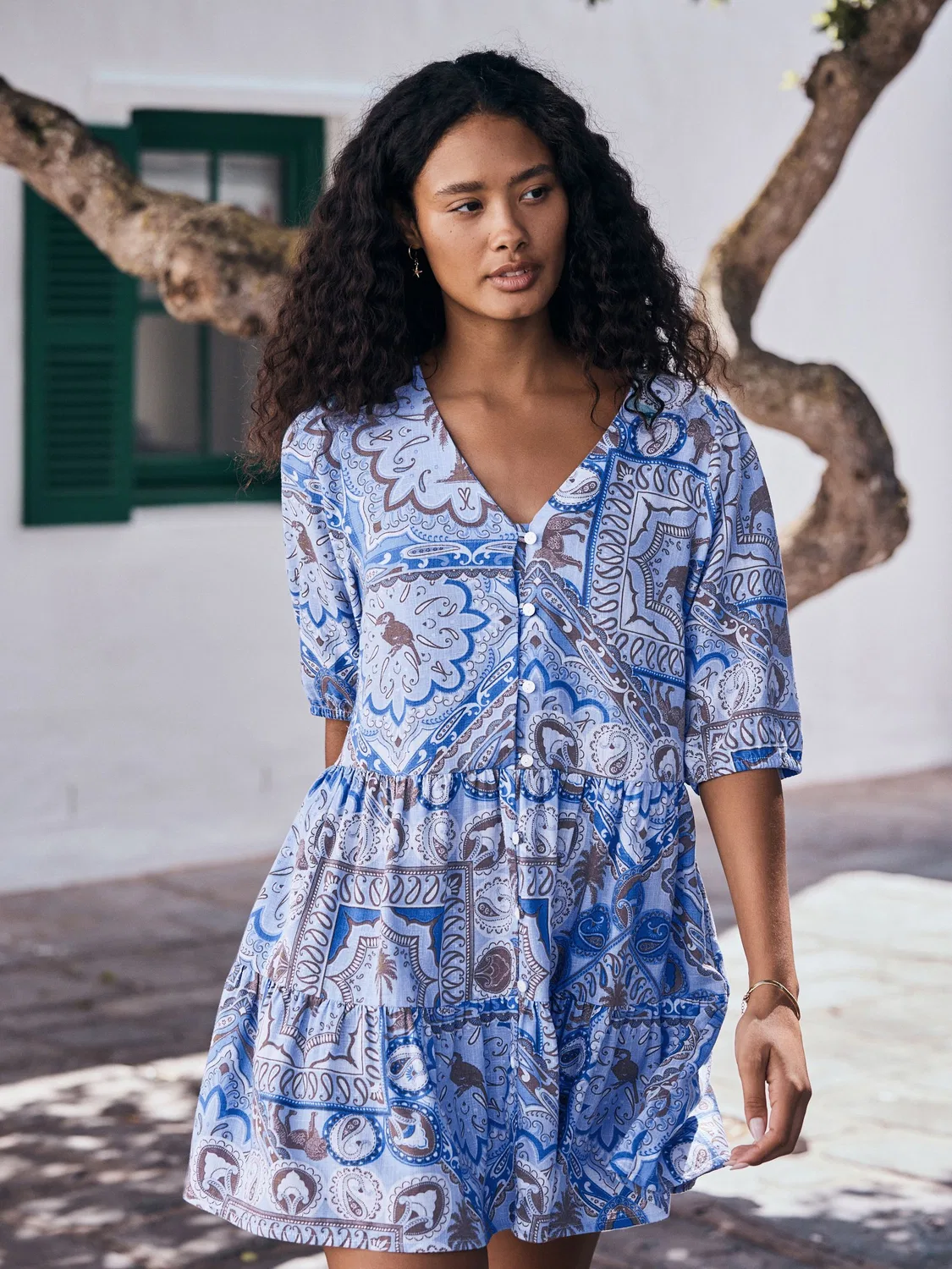 Платье мини с принтом, Blue Scarf Print Next, синий