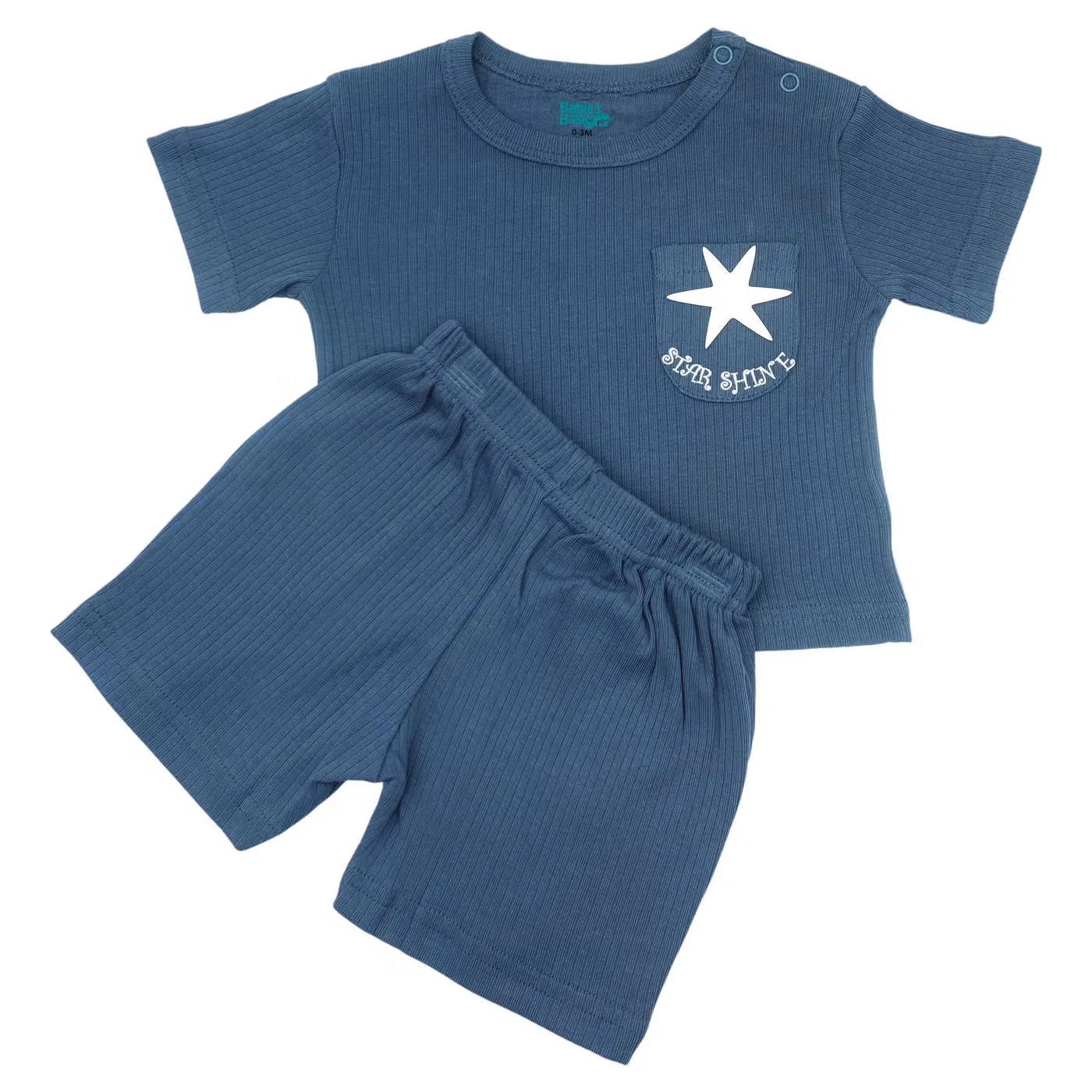 Комплект футболка с коротким рукавом и шорты, Babies Basic, синий — фото 2