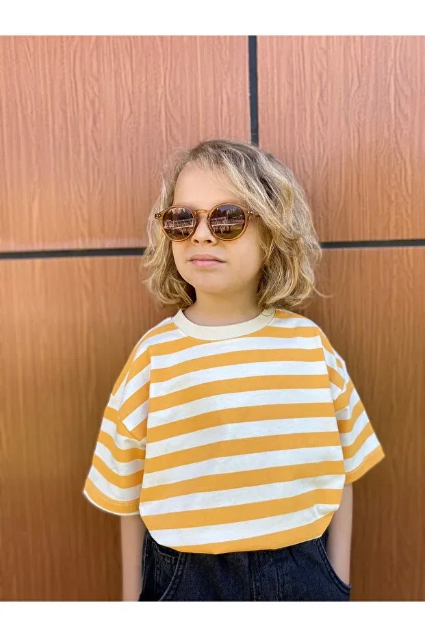 Детская футболка с длинным рукавом в полоску Padri Kids, Yellow — фото 4