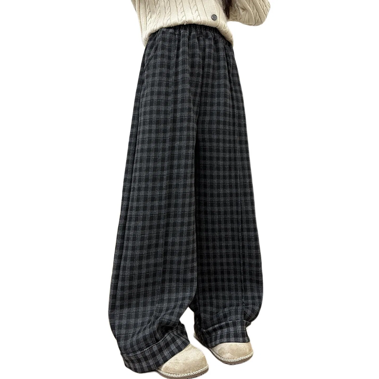Детские спортивные брюки из трикотажа Black Plaid PLANDOO