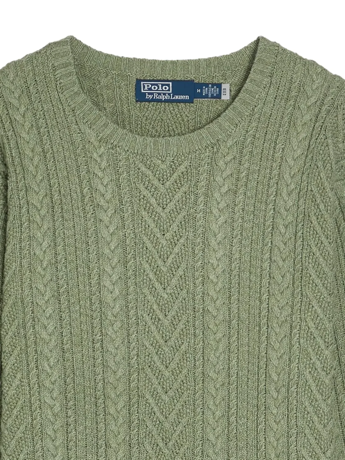 Джемпер Aran фактурной вязки из хлопка и льна Polo Ralph Lauren, зеленый — фото 2