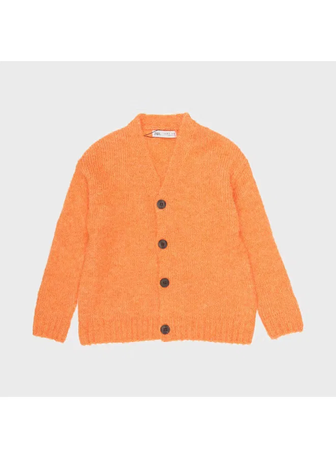 Кардиган мягкий вязаный Zara, оранжевый — фото 2