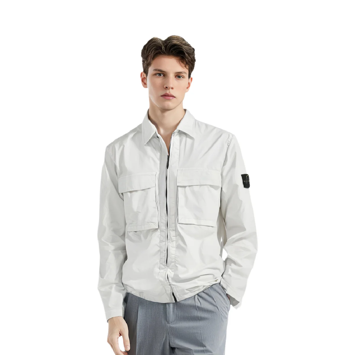 Куртка Stone Island Logo Zip, белый