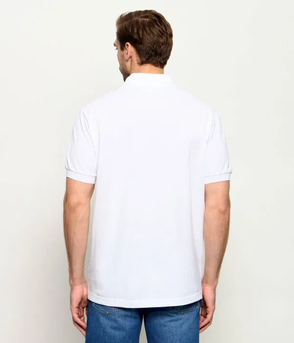 Поло мужское Lacoste классическое, хлопок, белый — фото 4