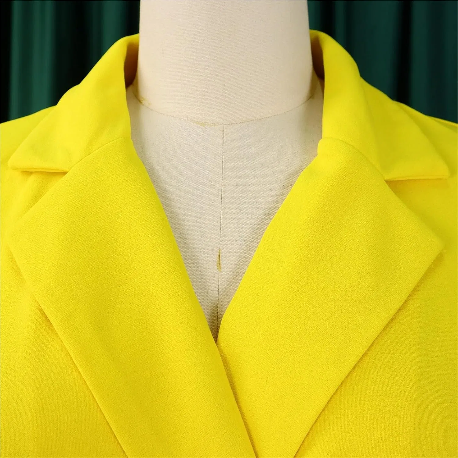 Женское миди-платье с поясом длинным рукавом Generic, Yellow — фото 2