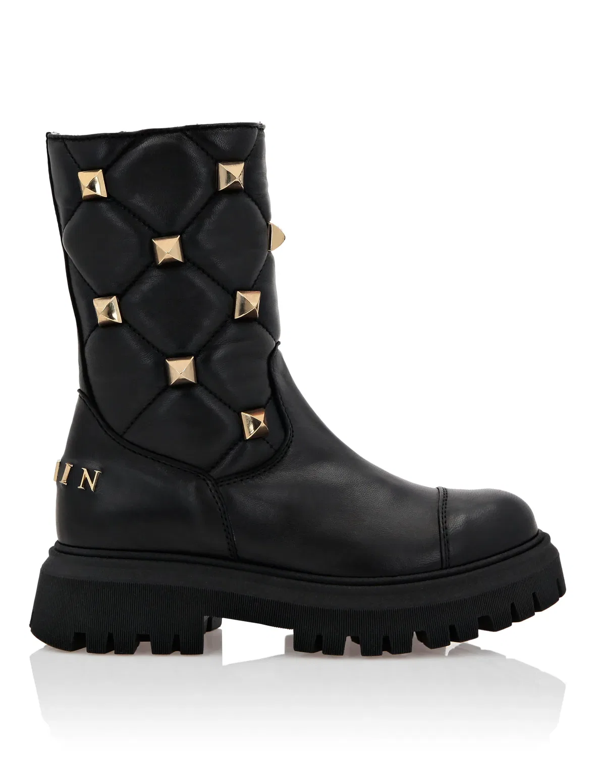 Детские ботинки на платформе с геометрической стежкой и шипами Plein and Studs PHILIPP PLEIN, черный — фото 2