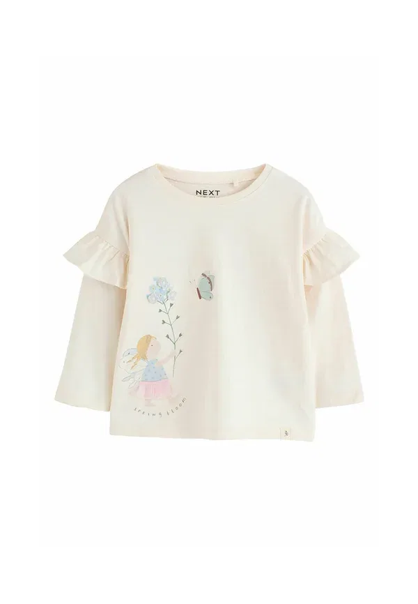 Комплект из 4 футболок с длинным рукавом, хлопок, Regular fit frill detail long sleeve 4 pack, Next, нейтральный синий — фото 2