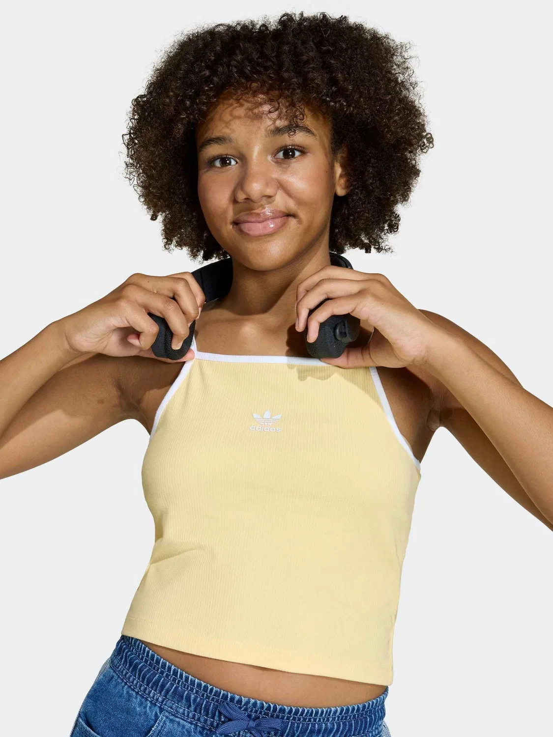 Топ-майка Slim Mini Rib, adidas Originals, цвет сливочно-желтый — фото 4