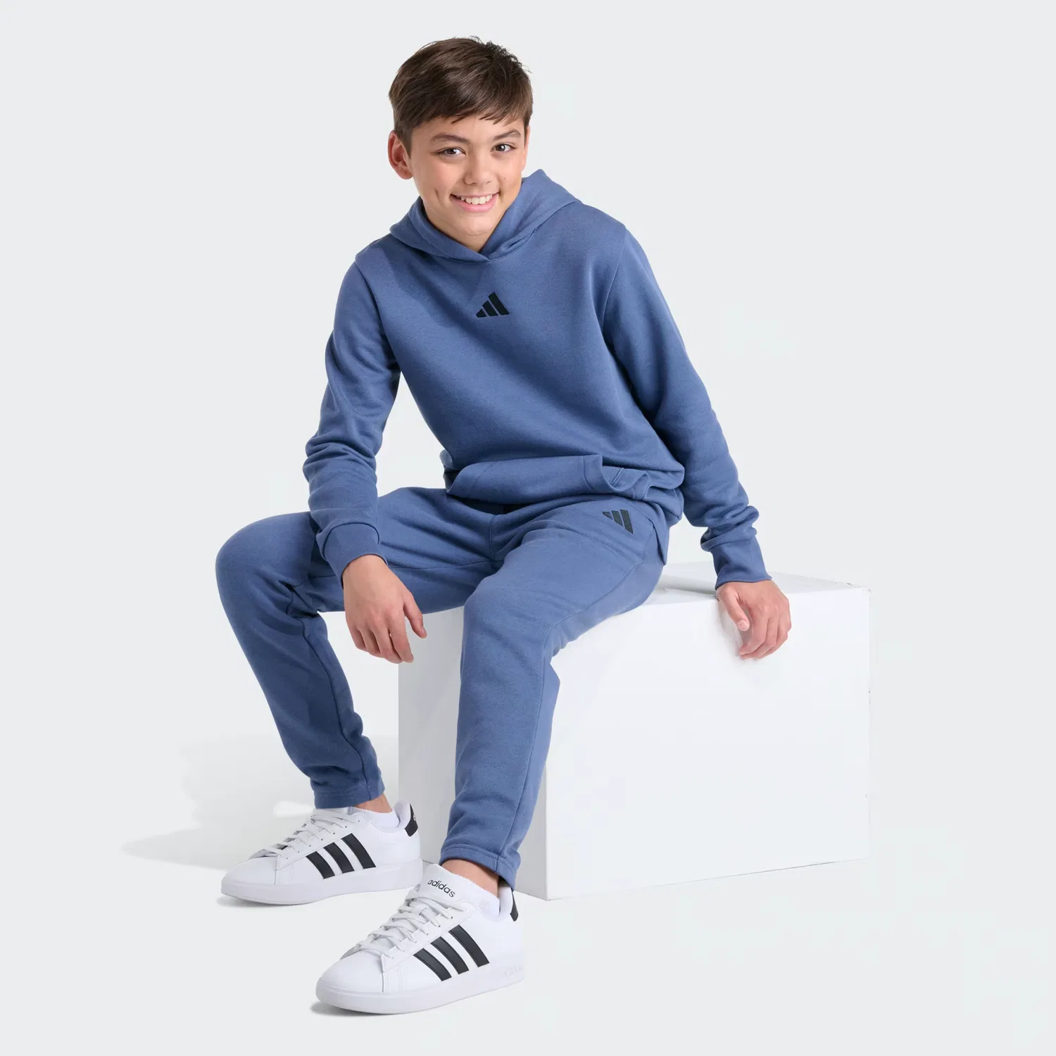 Детский флисовый спортивный костюм из худи и джоггеров Adidas Sportswear, Preloved Ink — фото 3