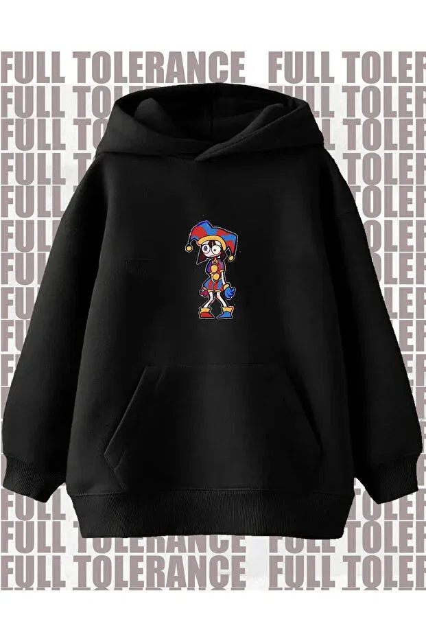 Детская толстовка с принтом Unisex pomni and jax printed kids sweatshirt Full Tolerance, Black3 — фото 2