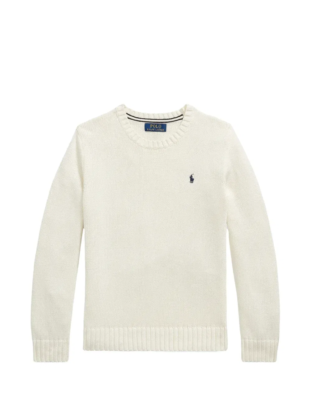 Свитер с круглым вырезом и вышитым логотипом Polo Ralph Lauren Kids, бежевый