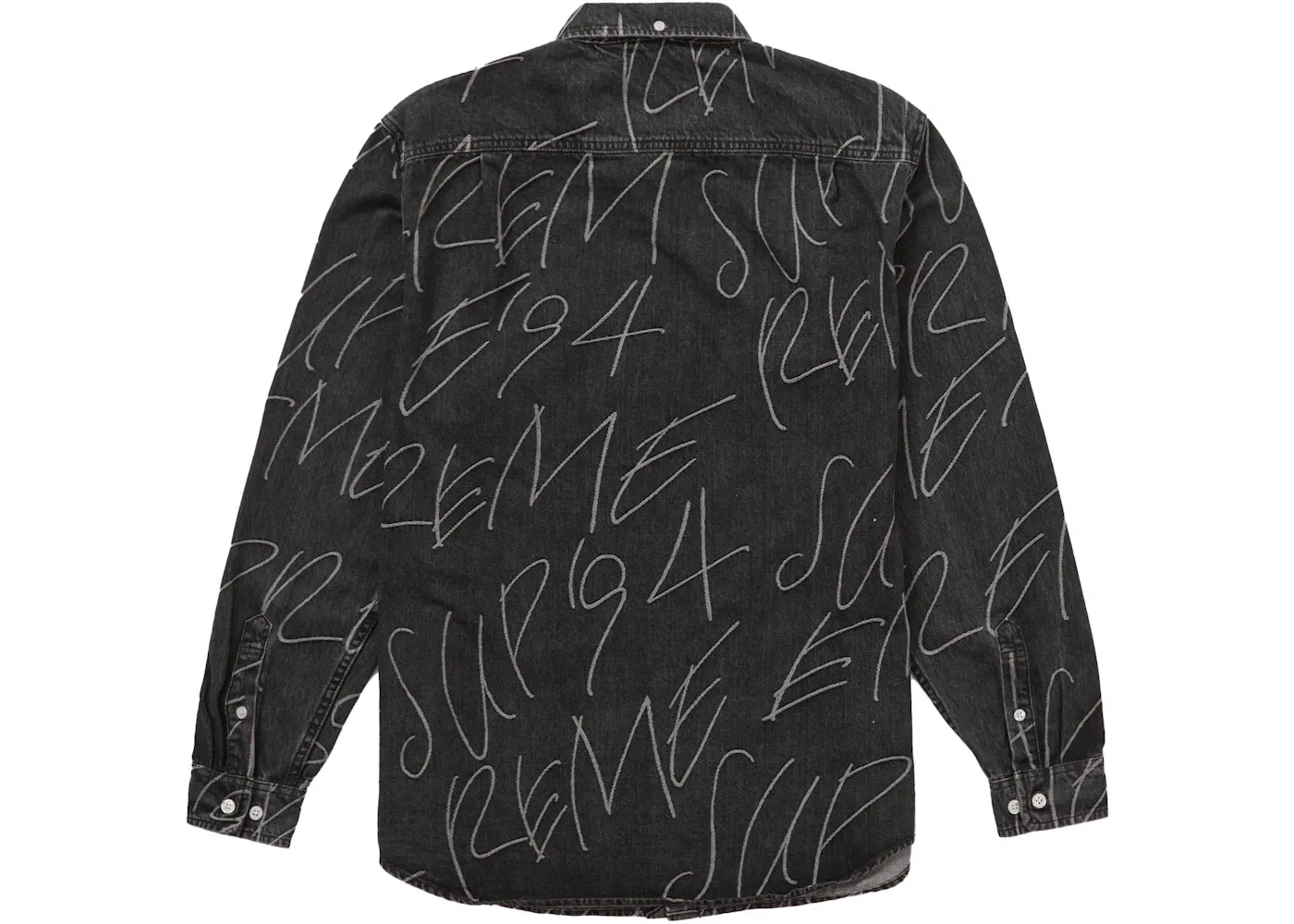 Мужская джинсовая рубашка с принтом Supreme Shirt, Washed Black — фото 2