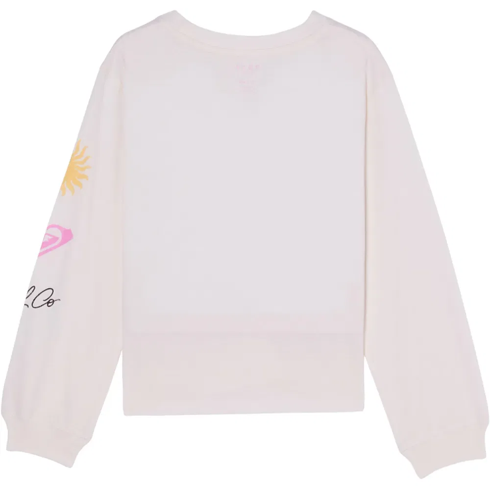 Детский свитшот для девочек с принтом Roxy Orchid Regular Roxy, White — фото 2