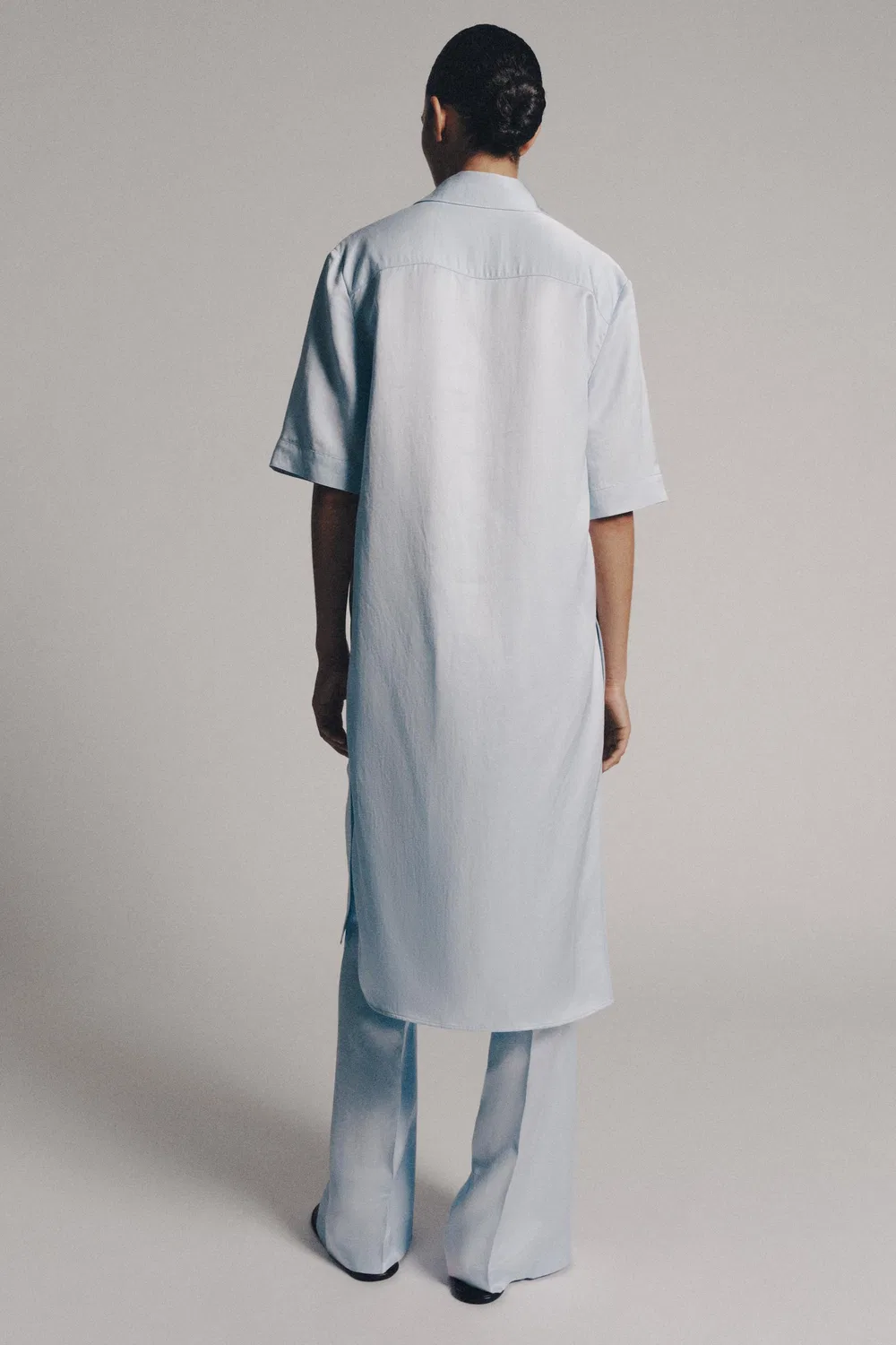 Туника из льняной смеси от ZW COLLECTION ZARA, Light blue — фото 3