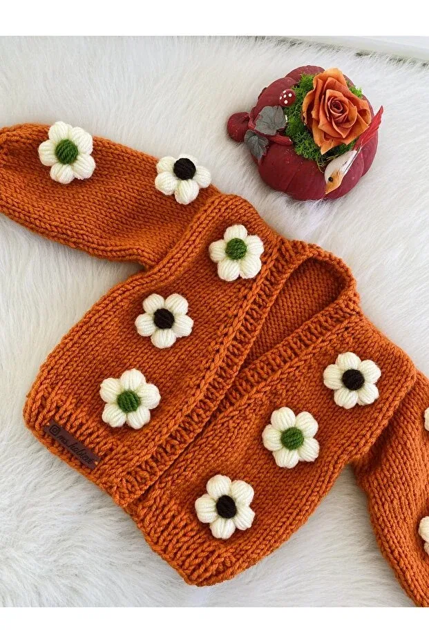 Детский кардиган с принтом Daisy cardigan El Emeği, Orange