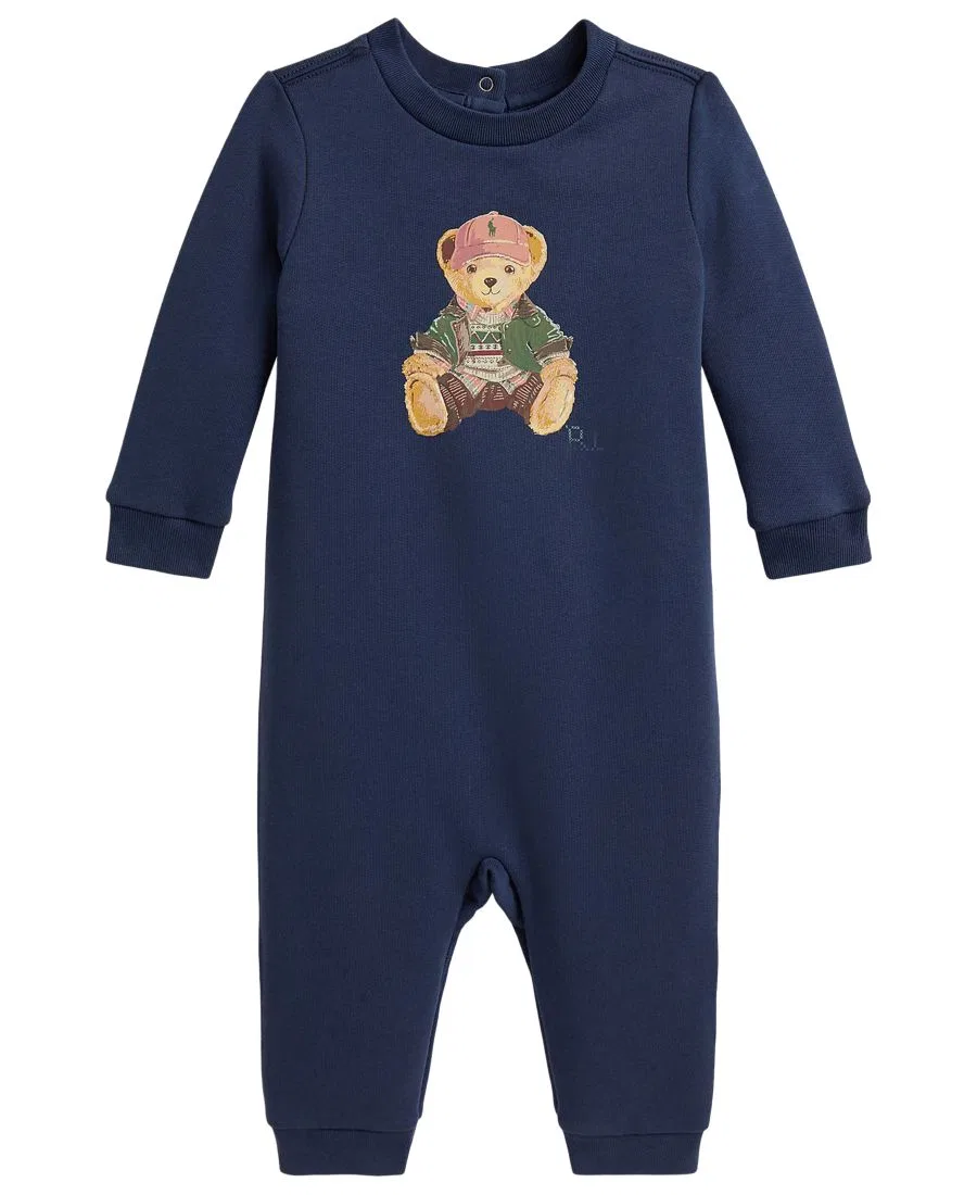 Комбинезон из футера с Поло Медведем Polo Ralph Lauren, Rustic Navy