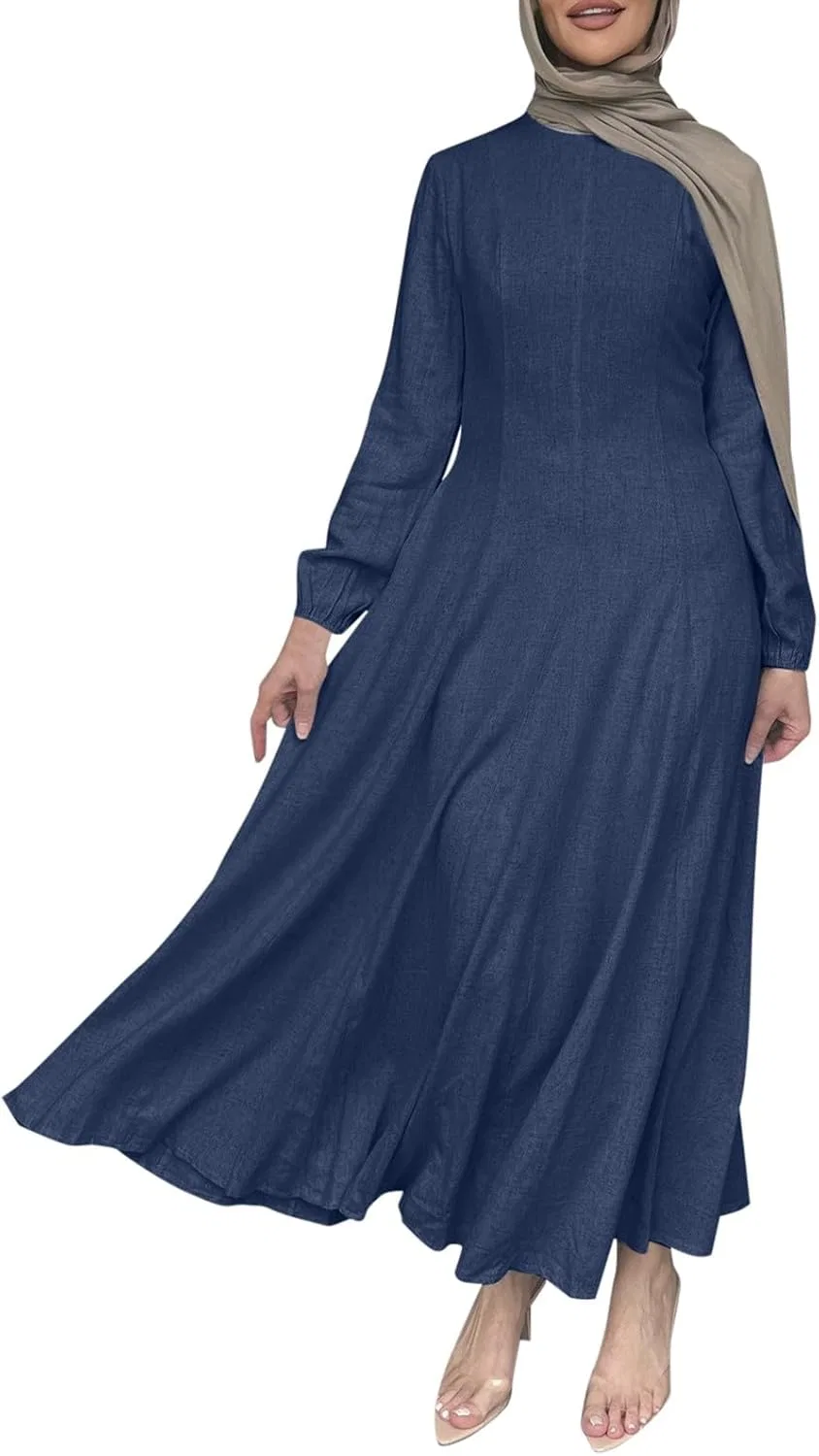 Женское молитвенное платье-абая с застежкой-молнией Muslim Abaya, Dark Blue