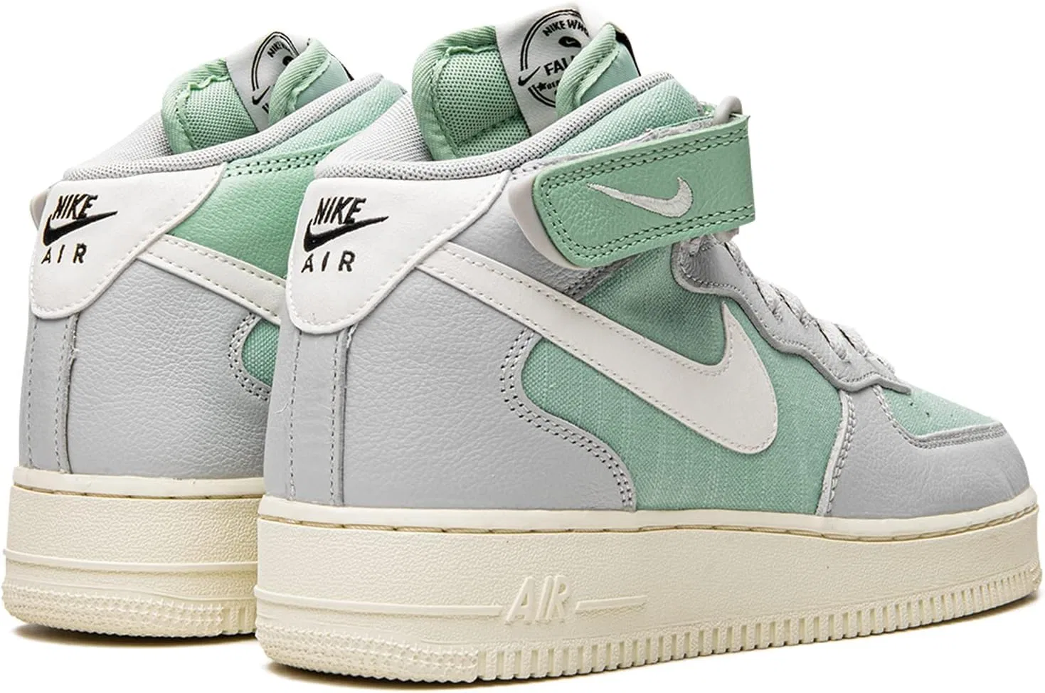 Детские кроссовки для мальчиков и девочек с кроссовками NIKE Air Force 1, Grey Fog Green Enamel Alpha Orange Sail — фото 4