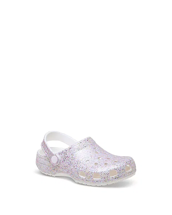 Детские сабо с блестками Crocs, белый