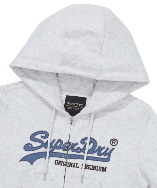 Худи-оверсайз с принтом, винтажное лого, Superdry, светло-серый — фото 4