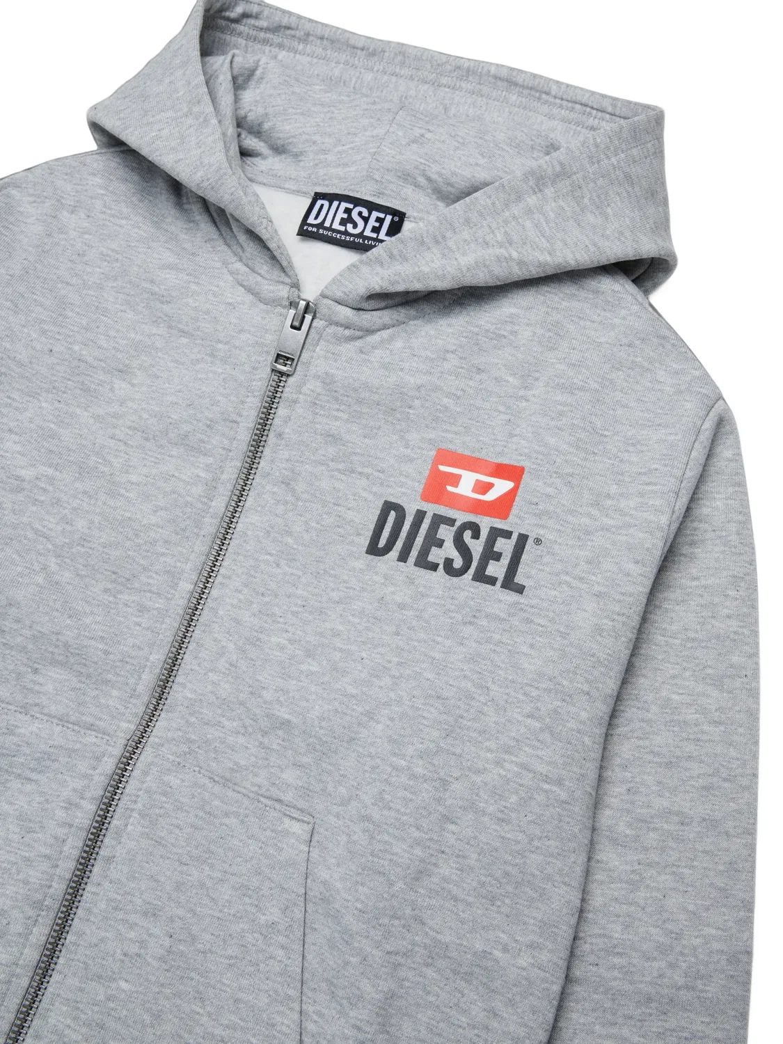Худи на молнии с логотипом Diesel, серый — фото 2