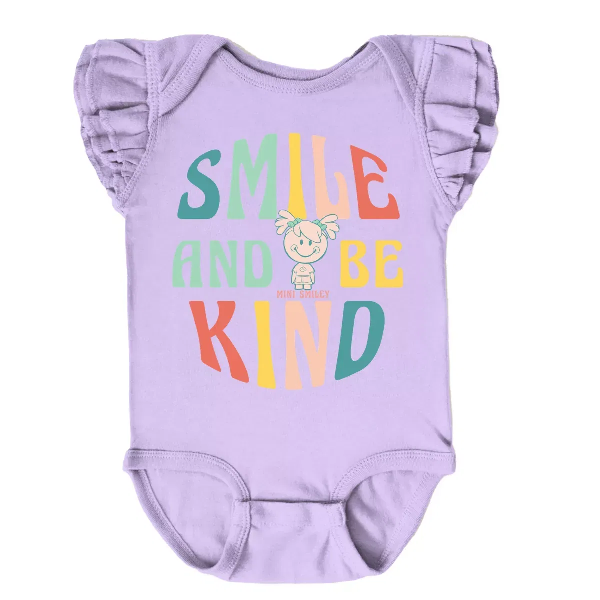 Детское боди для девочек с принтом Mini Smiley Smile and Be Kind Aria The Juniper Shop, Lavender