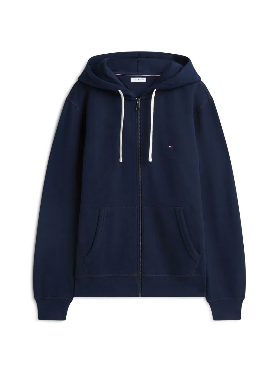 Толстовка на молнии TOMMY HILFIGER 'Essential' темно-синего цвета