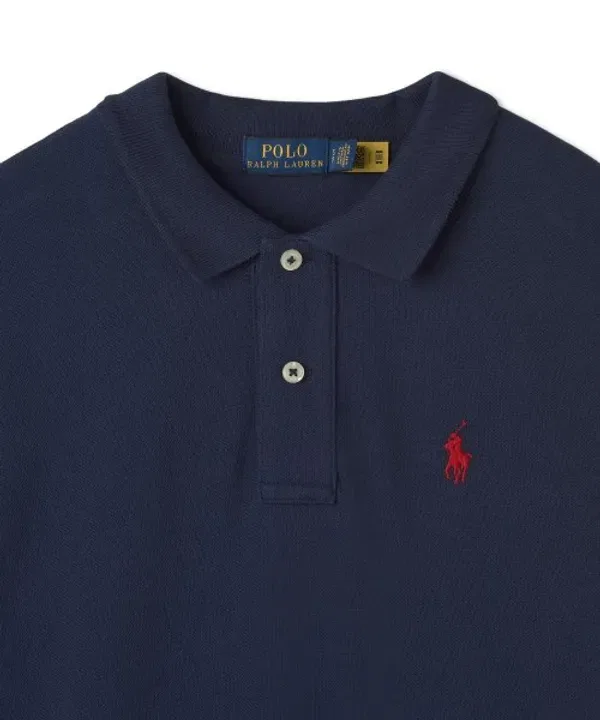 Платье-поло с хлопковой сеткой, Polo Ralph Lauren, темно-синий — фото 3