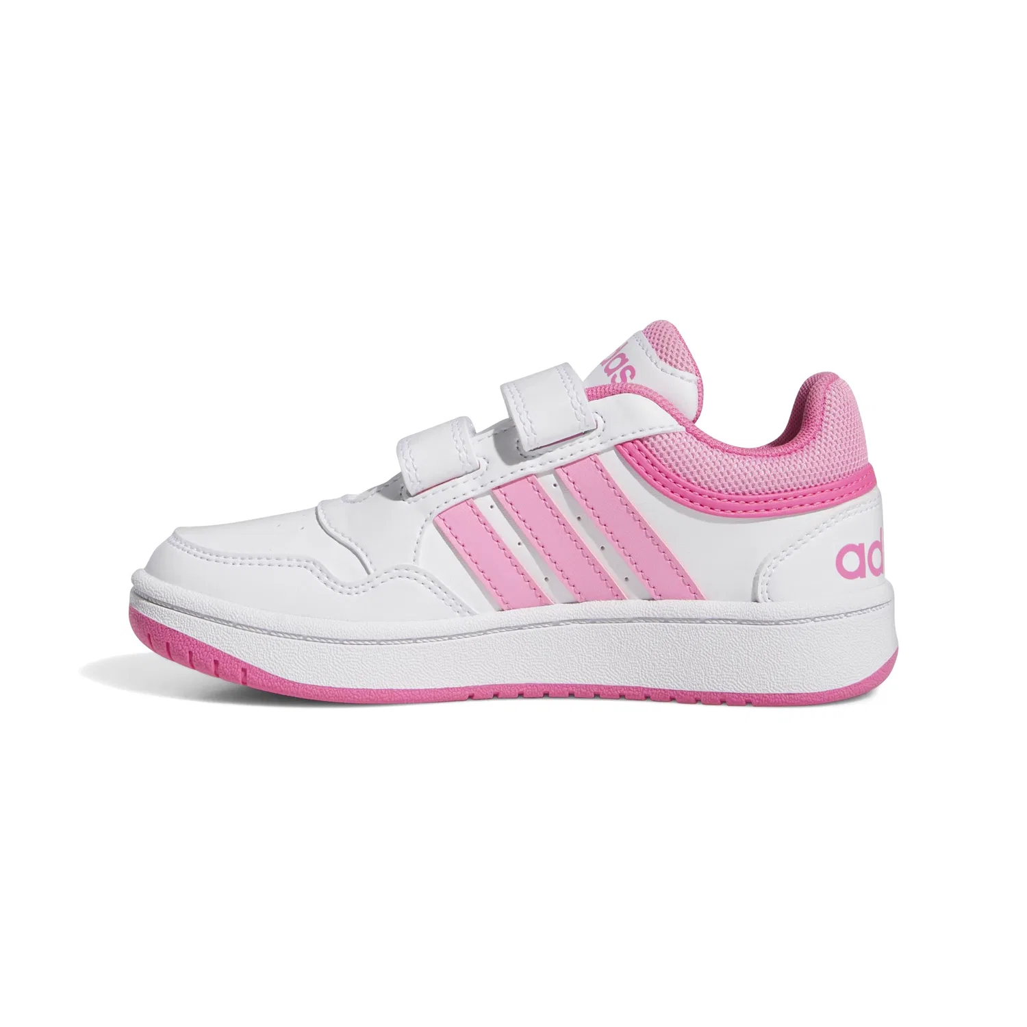 Детские кроссовки с принтом Hoops Lifestyle Basketball Hook-and-loop Adidas, Ftwr White Bliss Pink Pulse Magenta