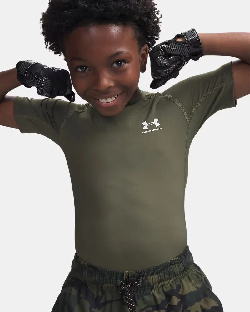Футболка с коротким рукавом быстросохнущая HeatGear Armour UnderArmour, Marine Od Green/White — фото 3